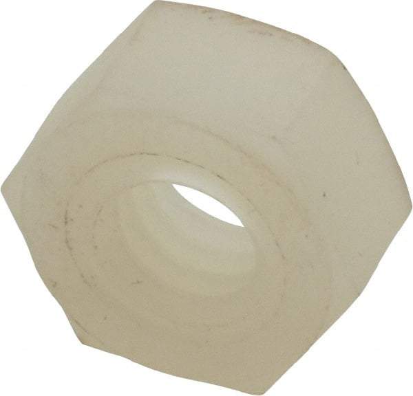 Made in USA - 1/4-20 UNC Nylon Right Hand Hex Nut - 10.8mm Across Flats, 5.97mm High, Uncoated - Exact Tool & Supply