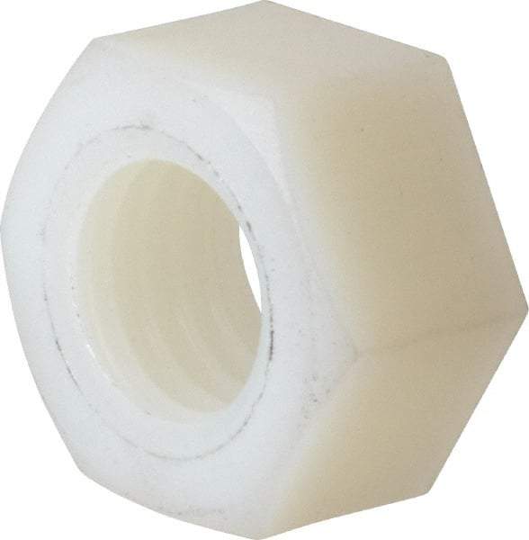 Made in USA - 1/2-13 UNC Nylon Right Hand Hex Nut - 3/4" Across Flats, 10.92mm High, Uncoated - Exact Tool & Supply