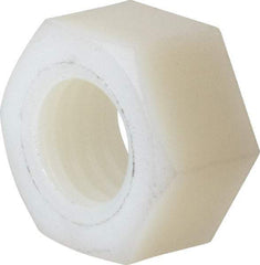 Made in USA - 1/2-13 UNC Nylon Right Hand Hex Nut - 3/4" Across Flats, 10.92mm High, Uncoated - Exact Tool & Supply