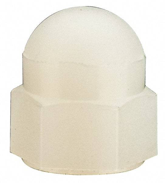 Made in USA - #10-24 UNC, 3/8" Width Across Flats, Uncoated Nylon Acorn Nut - 13/32" Overall Height - Exact Tool & Supply