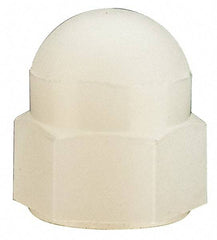 Made in USA - #10-24 UNC, 3/8" Width Across Flats, Uncoated Nylon Acorn Nut - 13/32" Overall Height - Exact Tool & Supply