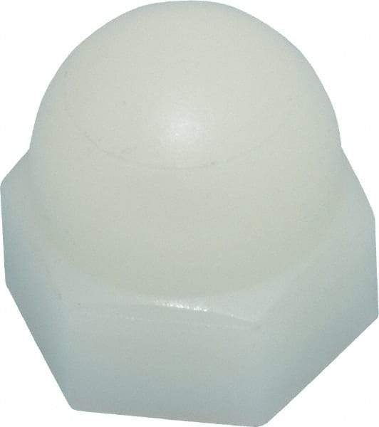 Made in USA - 1/4-20" UNC, 7/16" Width Across Flats, Uncoated Nylon Acorn Nut - 15/32" Overall Height - Exact Tool & Supply