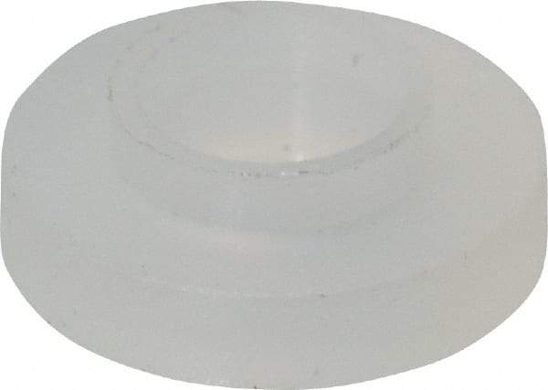 Made in USA - #4 Screw, 1/32" Shoulder Length, Nylon Shoulder Washer - Natural, 0.235" Flange Diam, 3/64" Flange Thickness, 0.115" ID, 0.145" OD - Exact Tool & Supply