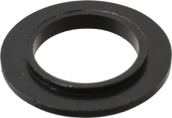 Made in USA - 3/8" Screw, 1/32" Shoulder Length, Nylon Shoulder Washer - Black, 0.622" Flange Diam, 3/64" Flange Thickness, 0.383" ID, 0.434" OD - Exact Tool & Supply