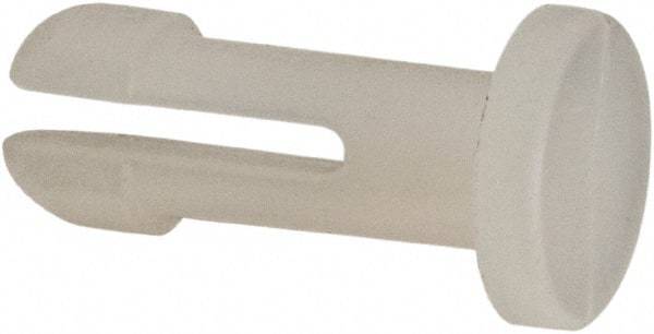 Made in USA - 0.115" Hole Diam, 0.395" OAL, Split Shank, Nylon Panel Rivet - 1/4" Material Thickness, 13/64" Head Diam - Exact Tool & Supply