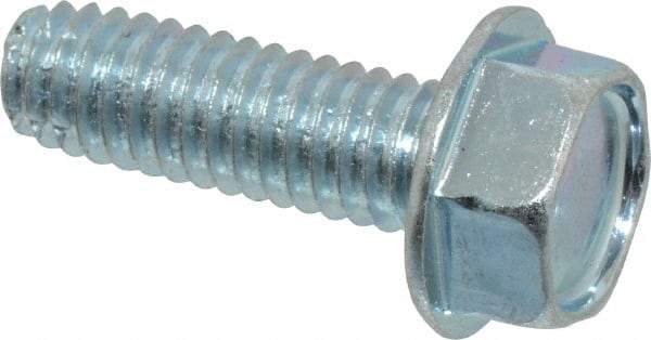 Value Collection - 5/16-18 UNC Thread, 1" Length Under Head, Hex Drive Steel Thread Cutting Screw - Hex Washer Head, Grade 2, Point Type F, Zinc-Plated Finish - Exact Tool & Supply