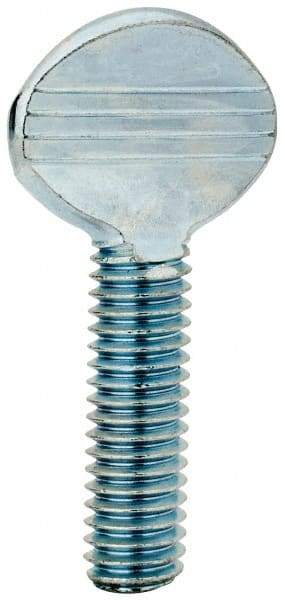 Value Collection - 3/8-16 Oval Shoulderless Grade 2 Steel Thumb Screw - 1-1/4" OAL, Zinc-Plated Finish - Exact Tool & Supply