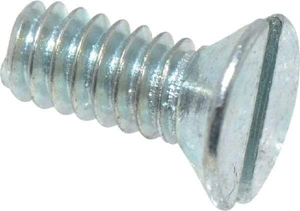 Value Collection - #3-48 UNC, 1/4" OAL Slotted Drive Machine Screw - Flat Head, Grade 2 Steel, Zinc-Plated Finish, Without Washer - Exact Tool & Supply