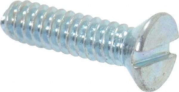 Value Collection - #4-40 UNC, 7/16" OAL Slotted Drive Machine Screw - Flat Head, Grade 2 Steel, Zinc-Plated Finish, Without Washer - Exact Tool & Supply
