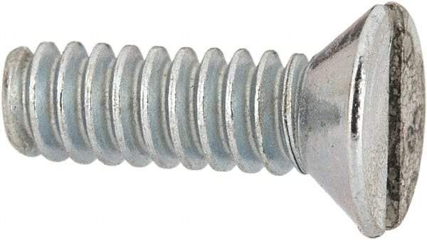 Value Collection - #6-32 UNC, 7/16" OAL Slotted Drive Machine Screw - Flat Head, Grade 2 Steel, Zinc-Plated Finish, Without Washer - Exact Tool & Supply