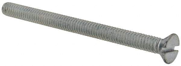 Value Collection - #8-32 UNC, 2-1/4" OAL Slotted Drive Machine Screw - Flat Head, Grade 2 Steel, Zinc-Plated Finish, Without Washer - Exact Tool & Supply