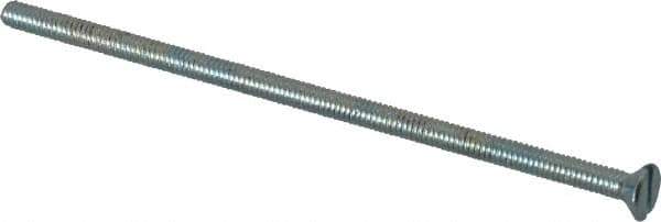 Value Collection - #8-32 UNC, 4" OAL Slotted Drive Machine Screw - Flat Head, Grade 2 Steel, Zinc-Plated Finish, Without Washer - Exact Tool & Supply