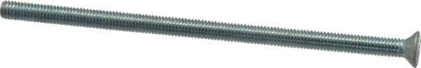 Value Collection - #10-32 UNF, 4" OAL Slotted Drive Machine Screw - Flat Head, Grade J82 Steel, Zinc-Plated Finish, Without Washer - Exact Tool & Supply