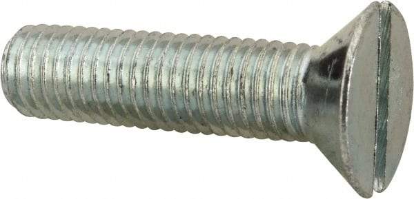 Value Collection - 1/4-28 UNF, 1" OAL Slotted Drive Machine Screw - Flat Head, Grade J82 Steel, Zinc-Plated Finish, Without Washer - Exact Tool & Supply