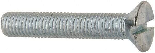 Value Collection - 1/4-28 UNF, 1-1/2" OAL Slotted Drive Machine Screw - Flat Head, Grade J82 Steel, Zinc-Plated Finish, Without Washer - Exact Tool & Supply