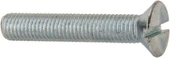Value Collection - 1/4-28 UNF, 1-1/2" OAL Slotted Drive Machine Screw - Flat Head, Grade J82 Steel, Zinc-Plated Finish, Without Washer - Exact Tool & Supply