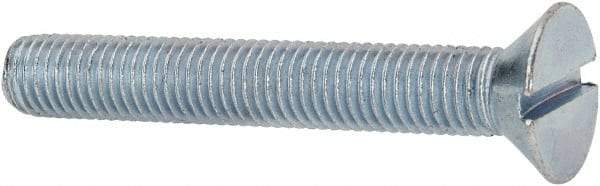 Value Collection - 1/4-28 UNF, 1-3/4" OAL Slotted Drive Machine Screw - Flat Head, Grade J82 Steel, Zinc-Plated Finish, Without Washer - Exact Tool & Supply