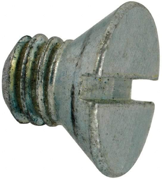 Value Collection - 5/16-18 UNC, 7/16" OAL Slotted Drive Machine Screw - Flat Head, Grade J82 Steel, Zinc-Plated Finish, Without Washer - Exact Tool & Supply