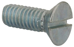 Value Collection - 5/16-18 UNC, 7/8" OAL Slotted Drive Machine Screw - Flat Head, Grade J82 Steel, Zinc-Plated Finish, Without Washer - Exact Tool & Supply