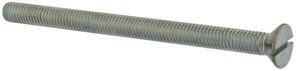 Value Collection - 3/8-16 UNC, 5-1/2" OAL Slotted Drive Machine Screw - Flat Head, Grade J82 Steel, Zinc-Plated Finish, Without Washer - Exact Tool & Supply
