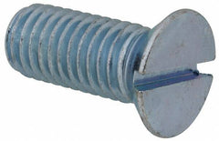 Value Collection - 1/2-13 UNC, 1-1/4" OAL Slotted Drive Machine Screw - Flat Head, Grade J82 Steel, Zinc-Plated Finish, Without Washer - Exact Tool & Supply