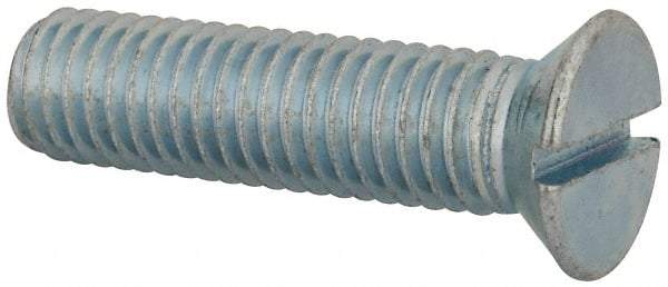 Value Collection - 1/2-13 UNC, 2" OAL Slotted Drive Machine Screw - Flat Head, Grade J82 Steel, Zinc-Plated Finish, Without Washer - Exact Tool & Supply