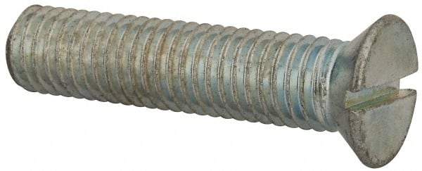 Value Collection - 1/2-13 UNC, 2-1/4" OAL Slotted Drive Machine Screw - Flat Head, Grade J82 Steel, Zinc-Plated Finish, Without Washer - Exact Tool & Supply
