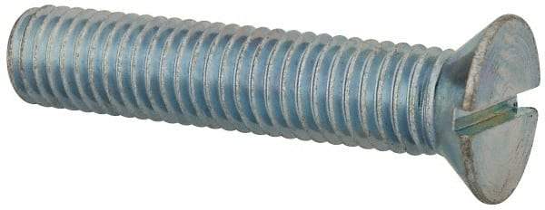 Value Collection - 1/2-13 UNC, 2-1/2" OAL Slotted Drive Machine Screw - Flat Head, Grade J82 Steel, Zinc-Plated Finish, Without Washer - Exact Tool & Supply