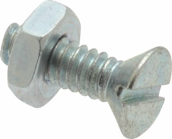 Value Collection - #10-24 UNC, 5/8" OAL Slotted Drive Machine Screw - Flat Head, Grade 2 Steel, Zinc-Plated Finish, Without Washer - Exact Tool & Supply