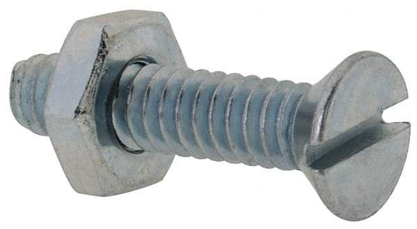 Value Collection - #10-24 UNC, 7/8" OAL Slotted Drive Machine Screw - Flat Head, Grade 2 Steel, Zinc-Plated Finish, Without Washer - Exact Tool & Supply