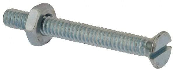 Value Collection - #10-24 UNC, 1-3/4" OAL Slotted Drive Machine Screw - Flat Head, Grade 2 Steel, Zinc-Plated Finish, Without Washer - Exact Tool & Supply