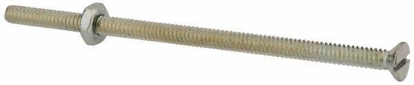 Value Collection - #10-24 UNC, 4" OAL Slotted Drive Machine Screw - Flat Head, Grade 2 Steel, Zinc-Plated Finish, Without Washer - Exact Tool & Supply