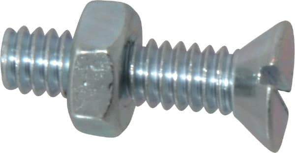 Value Collection - 1/4-20 UNC, 1" OAL Slotted Drive Machine Screw - Flat Head, Grade 2 Steel, Zinc-Plated Finish, Without Washer - Exact Tool & Supply