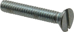Value Collection - 1/4-20 UNC, 1-1/2" OAL Slotted Drive Machine Screw - Flat Head, Grade 2 Steel, Zinc-Plated Finish, Without Washer - Exact Tool & Supply