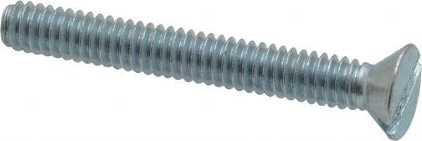 Value Collection - 1/4-20 UNC, 2" OAL Slotted Drive Machine Screw - Flat Head, Grade 2 Steel, Zinc-Plated Finish, Without Washer - Exact Tool & Supply