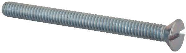 Value Collection - 1/4-20 UNC, 3" OAL Slotted Drive Machine Screw - Flat Head, Grade 2 Steel, Zinc-Plated Finish, Without Washer - Exact Tool & Supply