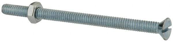 Value Collection - 1/4-20 UNC, 4" OAL Slotted Drive Machine Screw - Flat Head, Grade 2 Steel, Zinc-Plated Finish, Without Washer - Exact Tool & Supply