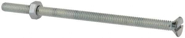 Value Collection - 1/4-20 UNC, 5" OAL Slotted Drive Machine Screw - Flat Head, Grade J82 Steel, Zinc-Plated Finish, Without Washer - Exact Tool & Supply