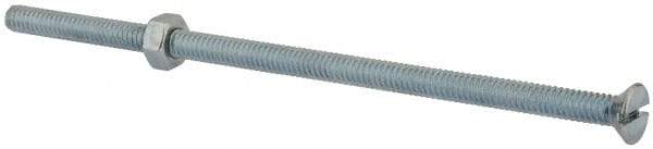 Value Collection - 1/4-20 UNC, 6" OAL Slotted Drive Machine Screw - Flat Head, Grade J82 Steel, Zinc-Plated Finish, Without Washer - Exact Tool & Supply