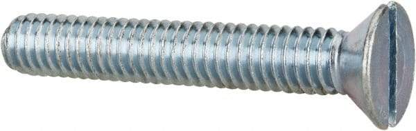 Value Collection - 5/16-18 UNC, 2" OAL Slotted Drive Machine Screw - Flat Head, Grade 2 Steel, Zinc-Plated Finish, Without Washer - Exact Tool & Supply