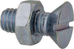 Value Collection - 3/8-16 UNC, 1" OAL Slotted Drive Machine Screw - Flat Head, Grade 2 Steel, Zinc-Plated Finish, Without Washer - Exact Tool & Supply
