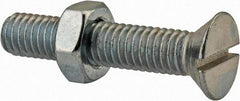 Value Collection - 3/8-16 UNC, 2" OAL Slotted Drive Machine Screw - Flat Head, Grade 2 Steel, Zinc-Plated Finish, Without Washer - Exact Tool & Supply