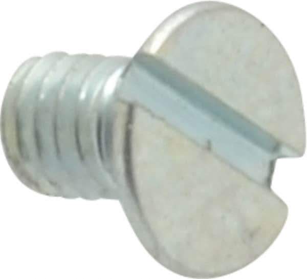Value Collection - M3x0.50, 5mm OAL Slotted Drive Machine Screw - Flat Head, Grade 4.8 Steel, Zinc-Plated Finish, Without Washer - Exact Tool & Supply