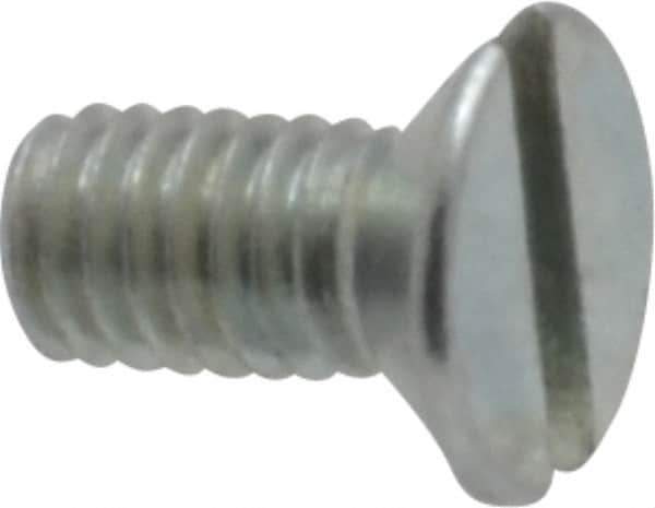 Value Collection - M3x0.50, 6mm OAL Slotted Drive Machine Screw - Flat Head, Grade 4.8 Steel, Zinc-Plated Finish, Without Washer - Exact Tool & Supply