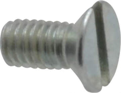 Value Collection - M3x0.50, 6mm OAL Slotted Drive Machine Screw - Flat Head, Grade 4.8 Steel, Zinc-Plated Finish, Without Washer - Exact Tool & Supply