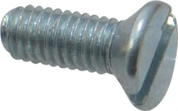 Value Collection - M3x0.50, 8mm OAL Slotted Drive Machine Screw - Flat Head, Grade 4.8 Steel, Zinc-Plated Finish, Without Washer - Exact Tool & Supply
