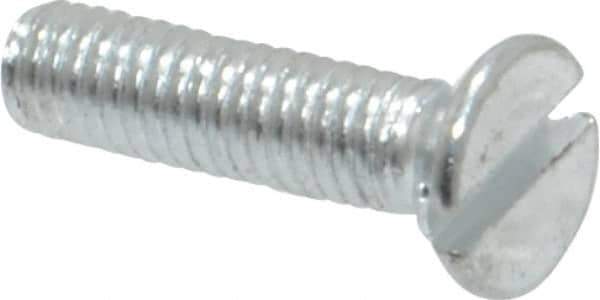 Value Collection - M3x0.50, 12mm OAL Slotted Drive Machine Screw - Flat Head, Grade 4.8 Steel, Zinc-Plated Finish, Without Washer - Exact Tool & Supply
