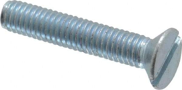 Value Collection - M3x0.50, 16mm OAL Slotted Drive Machine Screw - Flat Head, Grade 4.8 Steel, Zinc-Plated Finish, Without Washer - Exact Tool & Supply