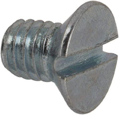 Value Collection - M4x0.70, 6mm OAL Slotted Drive Machine Screw - Flat Head, Grade 4.8 Steel, Zinc-Plated Finish, Without Washer - Exact Tool & Supply