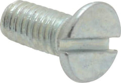 Value Collection - M4x0.70, 10mm OAL Slotted Drive Machine Screw - Flat Head, Grade 4.8 Steel, Zinc-Plated Finish, Without Washer - Exact Tool & Supply